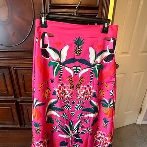 Bright  Pink Tropical Print Skirt Size Medium